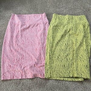 LuLaRoe Pink and Yellow Pencil Skirt Set